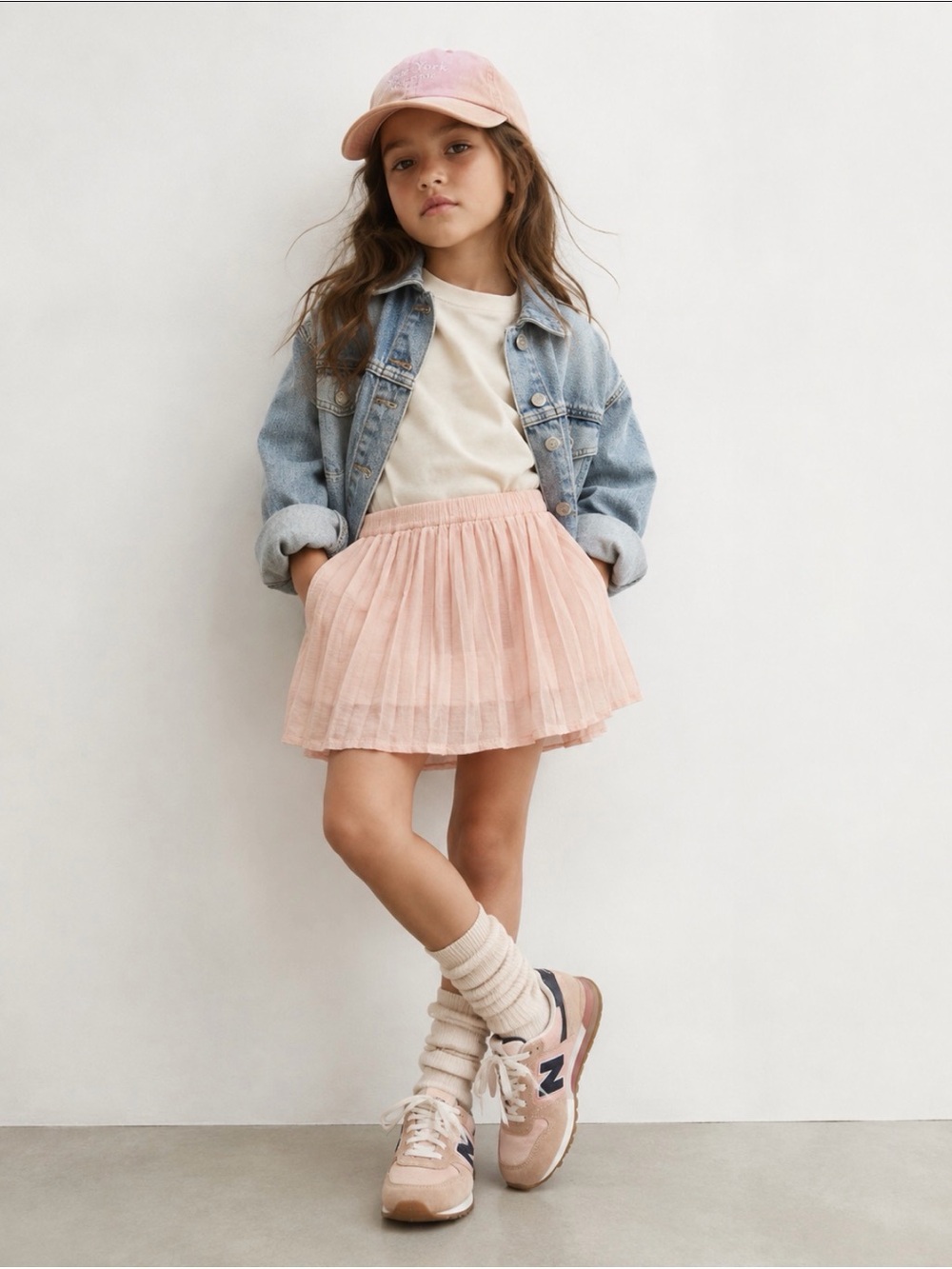 Zara Girls' Blush Pink Pleated Tulle Skirt